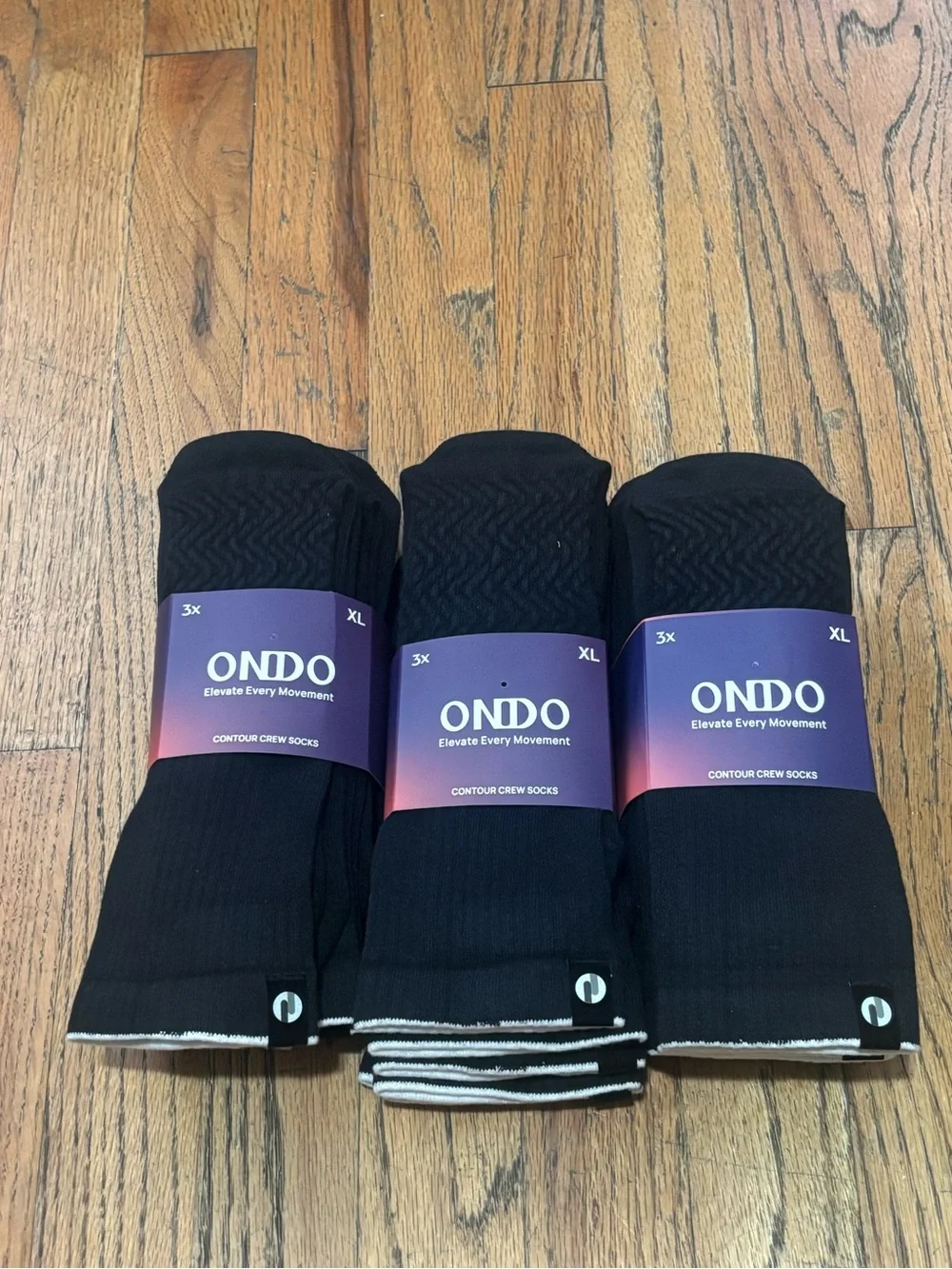 Ondo Unisex CONTOUR COMPRESSION CREW SOCKS 3-PACK (Carbon Black) XL
